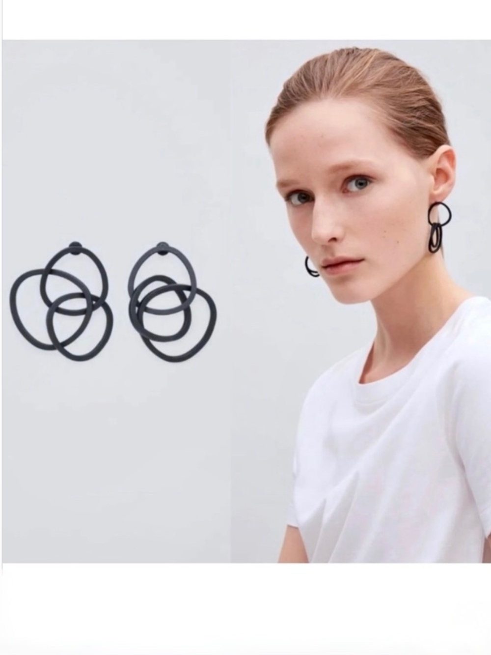 COS Matte Black Wire Layered Earrings